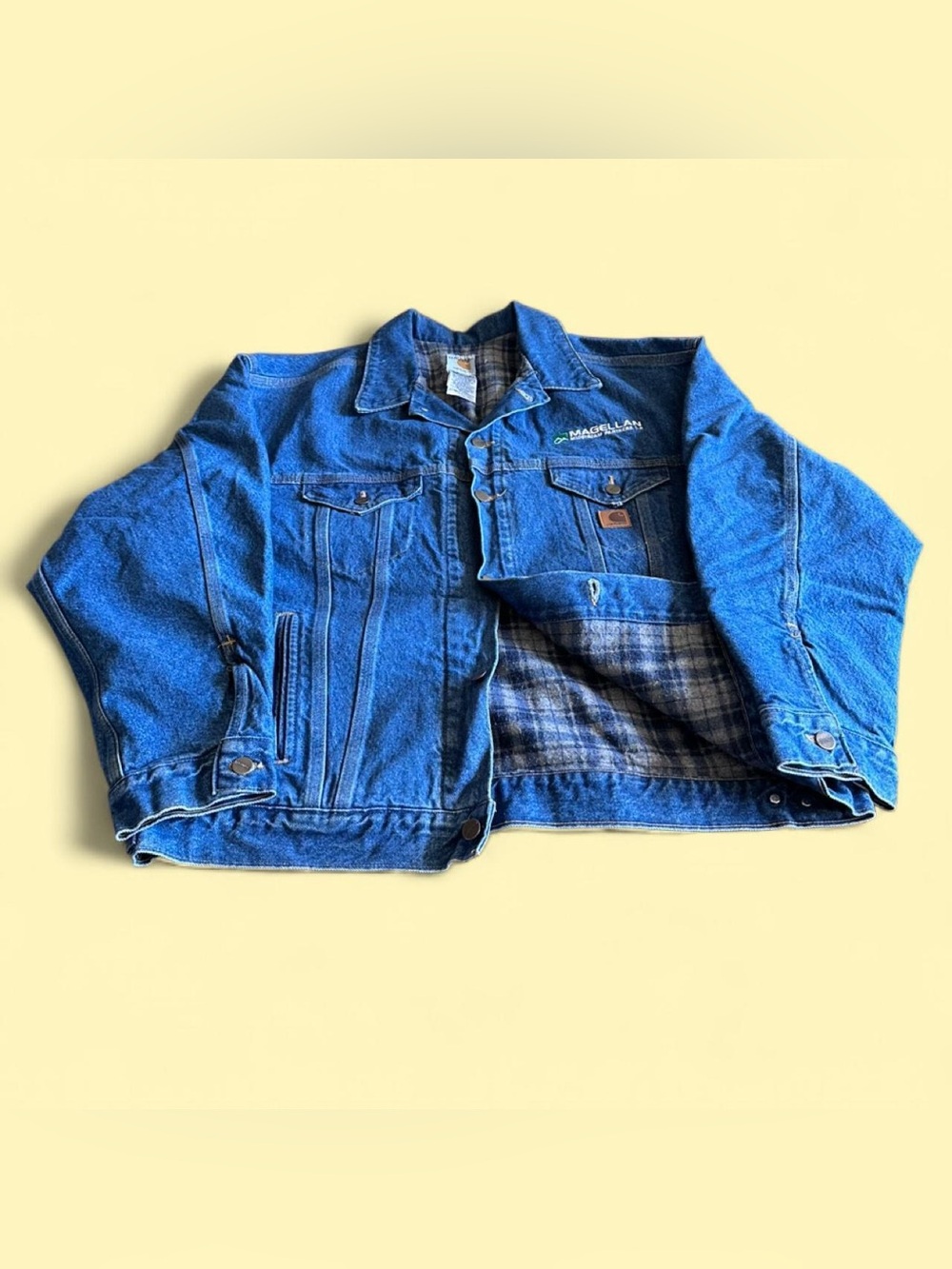 Vintage Carhartt J11 DST Denim Blanket Lined Jean Jacket Trucker Jacket Size XL